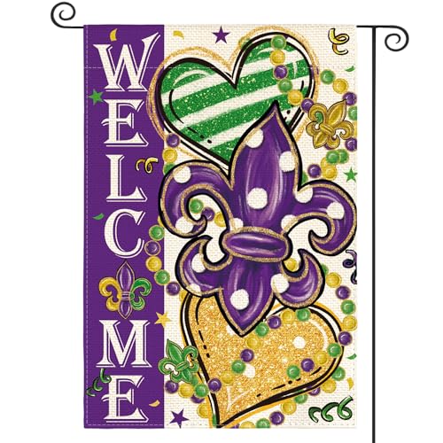 Drapeau de jardin Fleur de Lis Mardi Gras décoration extérieure carnaval Nouvelle-Orléans 30x45