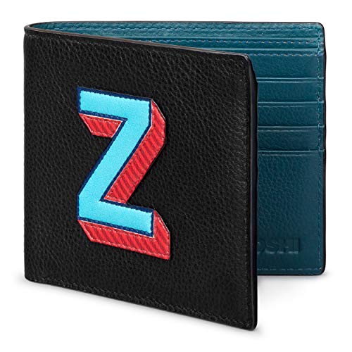 Portefeuille en cuir véritable Yoshi pour homme avec initiale et blocage RFID