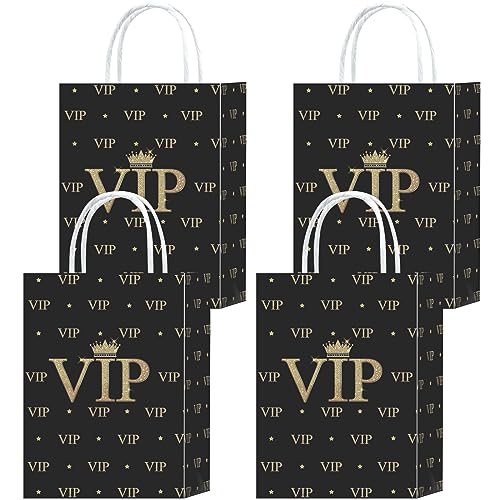 Tyndallrays 16 Pieces VIP Goodie Bags for VIP Birthday Party Supplies,VIP Gift Snacks Treat Candy Party Favors Bags with Handles for Kids Adults Hollywood Movie Theme Party Decorations