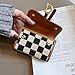 YIUWLMN Checkered Wallets for Women,Cute Slim Card Holder Canvas Front Pocket Checkered Wallet,Small Credit Card Case for Women