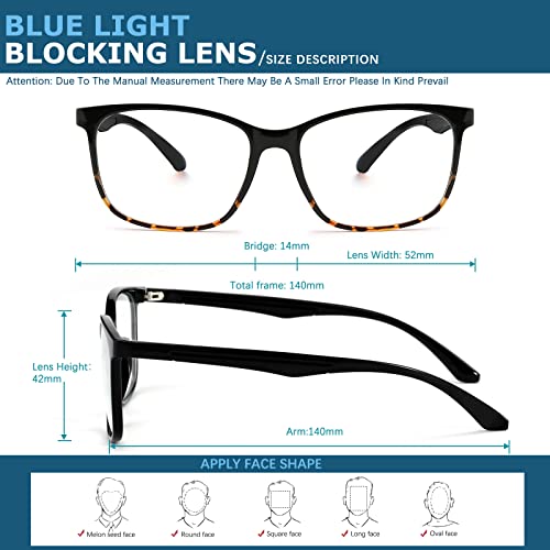Image of Oilway Blue-Light Blocking Glasses Computer Reading /Gaming /TV /Phones Glasses Fashion Anti Eyestrain Glasses for Women Men(C2 Blackleopardprint + Transparent)