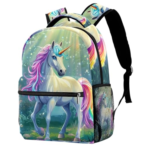 KengjuTesu Mochila de viaje para campus con diseño de unicornio, sueños, flores, mochila escolar con soporte para botellas para niñas y niños, Multicolor 5, Talla única