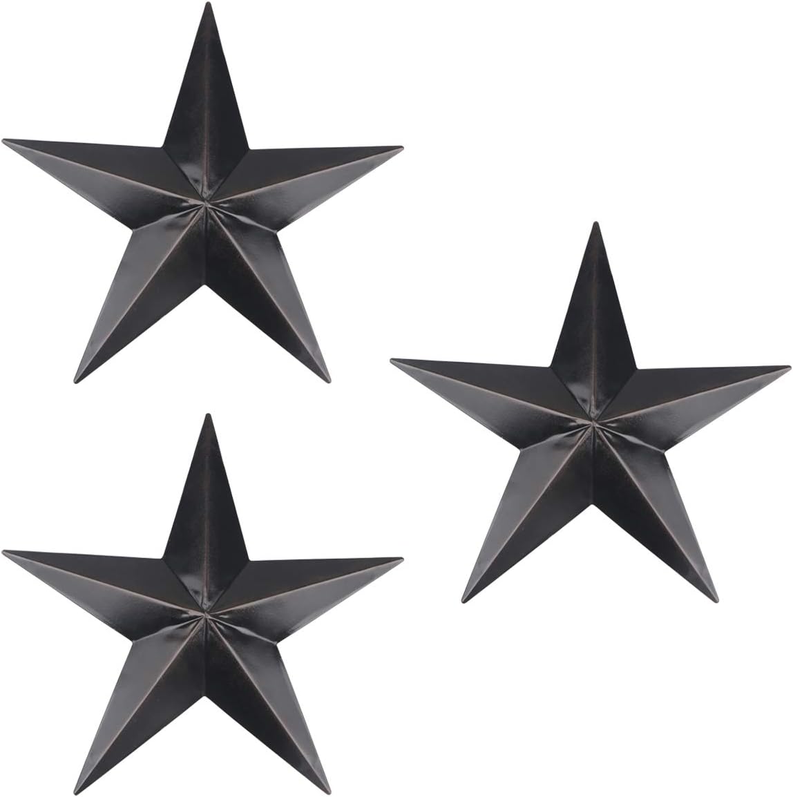 YIYA 3 PCS Barn Star Distressed Metal Star for Living Room Dormitory Home Decoration Outdoor Decoration Farmhouse Wall Art Decoration, (6" x 6", Black)