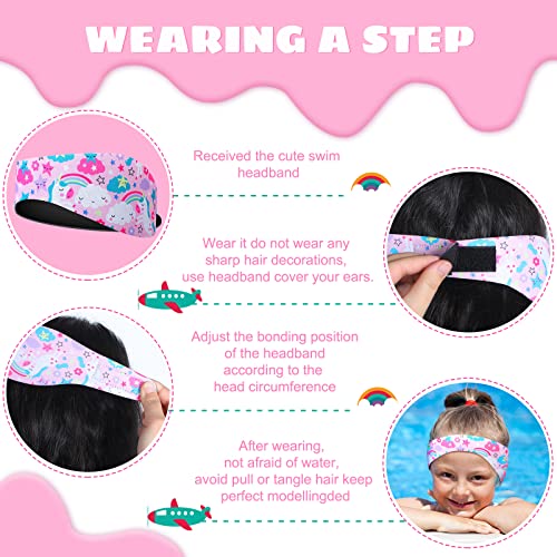 Image of 8 Pcs Swimming Headband for Kids Adjustable Cute Swimming Ear Band Keeping Water Out Ear Protection Band Waterproof Swim Headband for Kids Children Swimmers Age 4-9 Surfing Bathing (Animal)