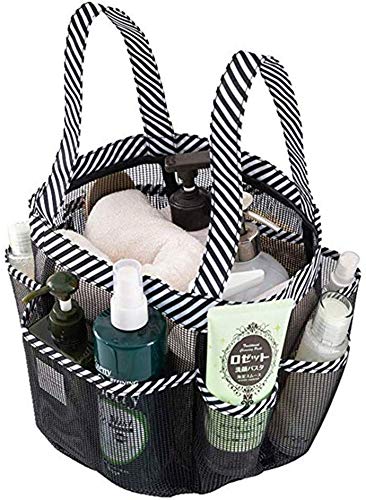 FRFJY Carrito Ducha Bolsa Malla Cesta para Ducha Secado Rápido Baño Organizador con 8 Bolsillos Portátil Cajita para Cuarto Camping Natación - Negro Cover
