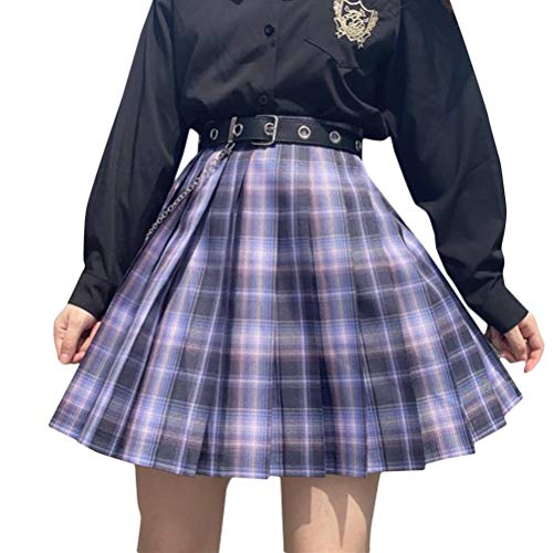 Minetom Femmes Filles Courte Haute Taille Plissé Skieur Jupe École De Tennis Violet L Cover