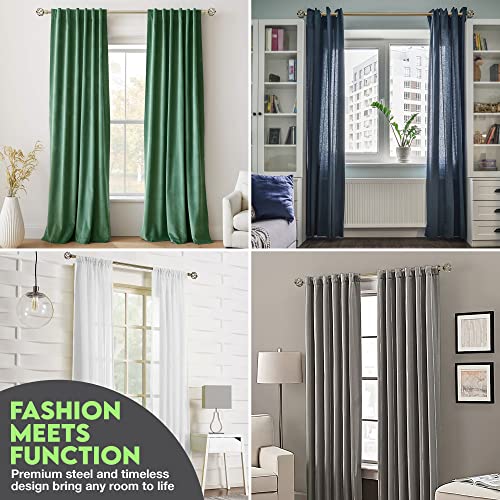 Gb Home Adjustable Curtain Rods For Windows 28 To 48 Inch, Antique Brass Single Drapery Rods With Stylish Twisted Cage Finials #TOP1