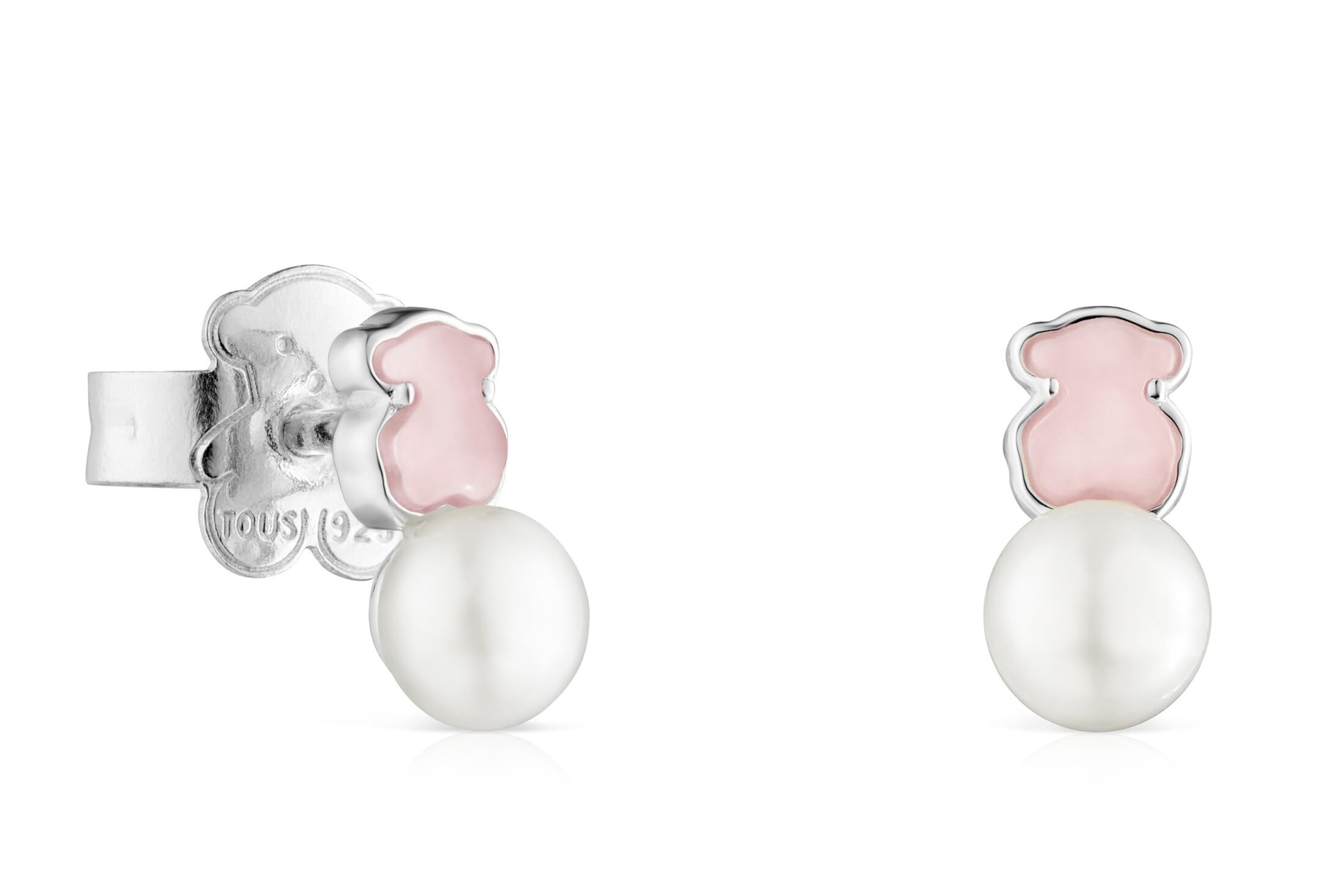 TOUSPendientes de Plata de Primera Ley para Mujer con Cierre a Presión y Motivo en Gemas Preciosas, Versátil y Combinable, Colección Mini Color