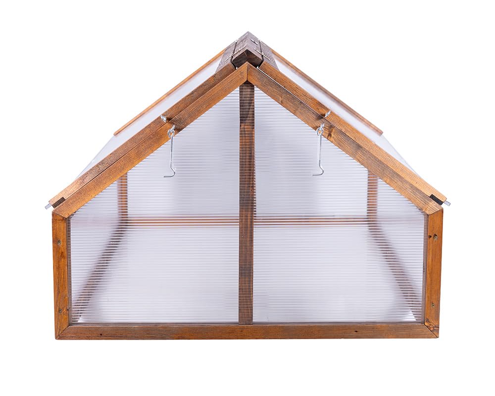 Greenspot - Mini Szklarnia, Inspekt - 120 x 80 x 60 cm, z Drewna i Tworzywa - do Ustawienia na Ziemi lub jako Osłona na Grządkę Podwyższoną - na Zioła, Warzywa, Kwiaty - Timber Palisander