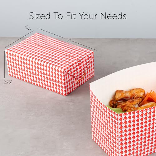 Image of Restaurantware Disposable Takeout Box 400 Count 47 Ounce Paper Greaseproof Food Container Recyclable Lunch Box Spill-Resistant Secure Closure Red