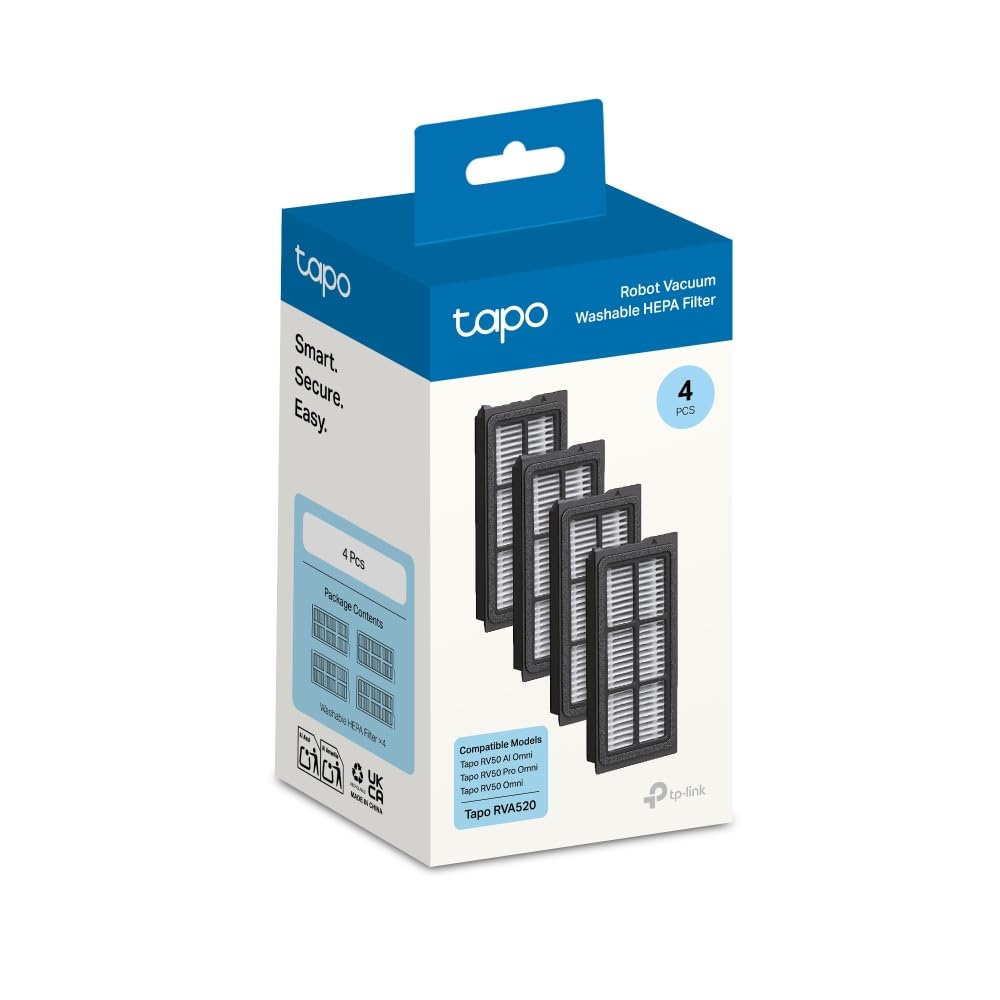 Pack of 4 HEPA Filter Accessories for Tapo RV50 Pro Omni, Washable, Original Accessory