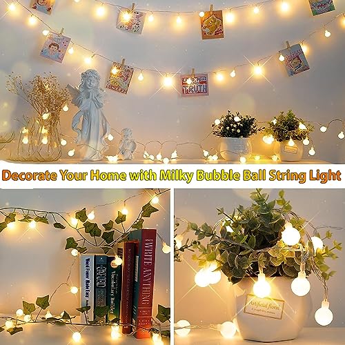 Image of MoonlitDreams 3M 14LED Milky Ball LED Curtain String Lights - Pooja Mandir Decoration Ball Fairy Lights for Window, Festival, Diwali, Christmas, Wedding, Party & Home Decoration