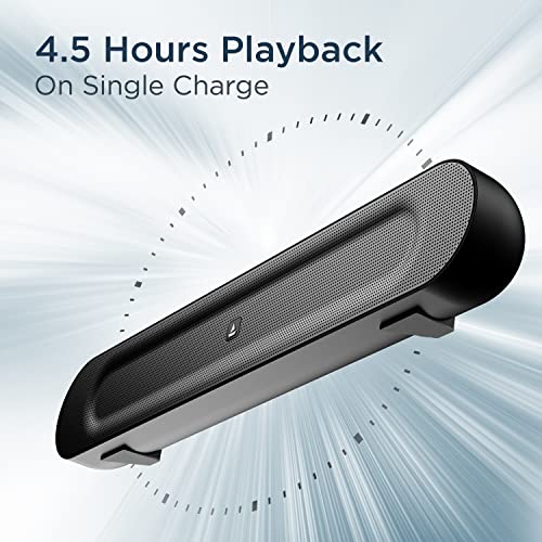 Image of boAt Aavante Bar 553 Portable Soundbar with 16W RMS Stereo Sound, Dual EQ Modes, Multi-Compatibility, 4.5HRS Playtime and Master Remote Control(Pitch Black)