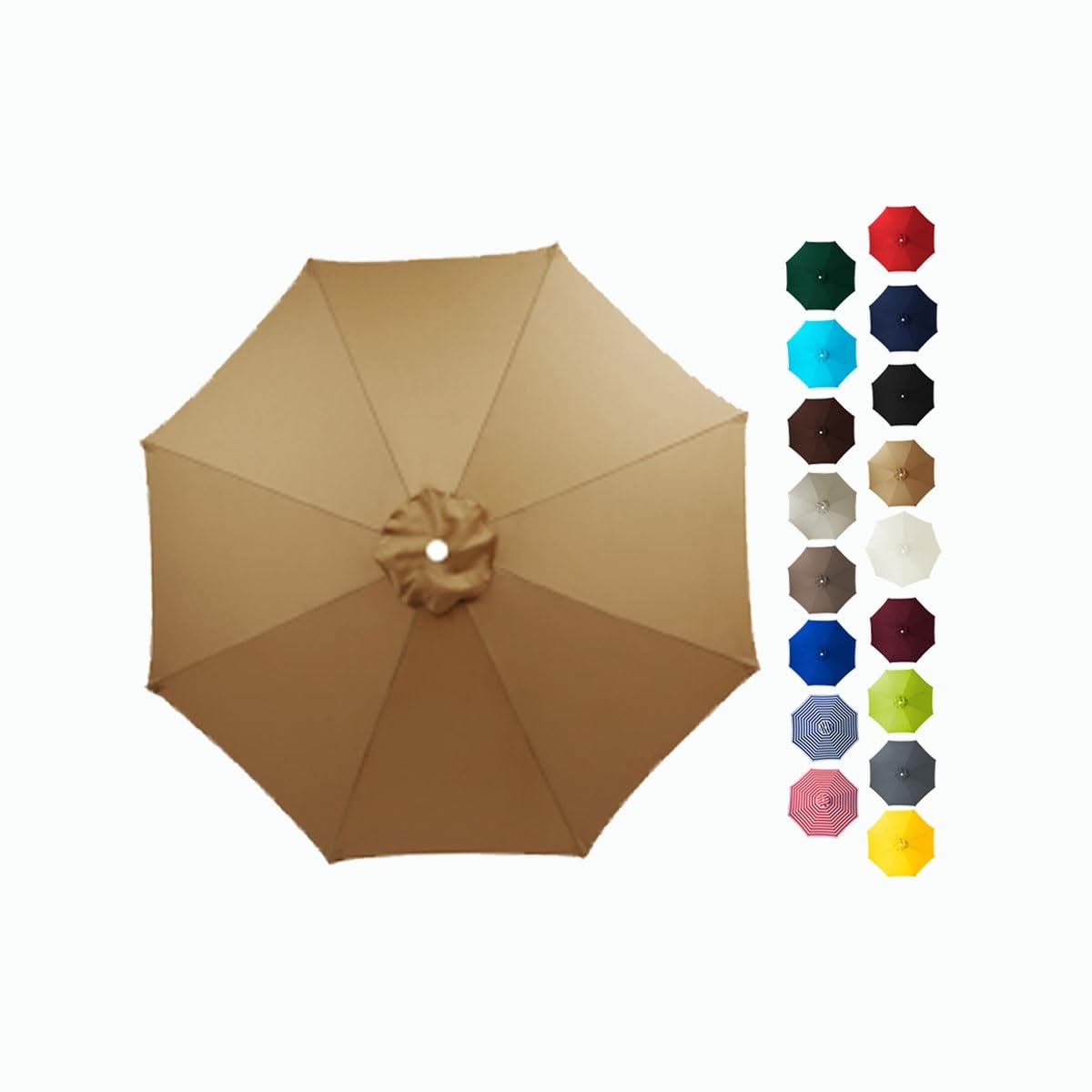 6 Ribs/8 Ribs Replacement Parasol Canopy Cover 2.0/2.30/2.50/2.70/3.0m Umbrella Canopy Replacement Market Patio Umbrella Top Canopy UV30+ (Color : Brown, Size : 2.30m/7.5FT-8Ribs)