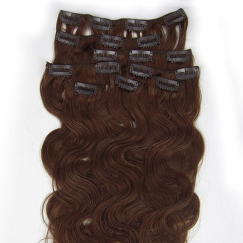 Hair Extensions Clip in Body Wavy Remy Human Hair 20'' (8Pcs 100g, #1B)