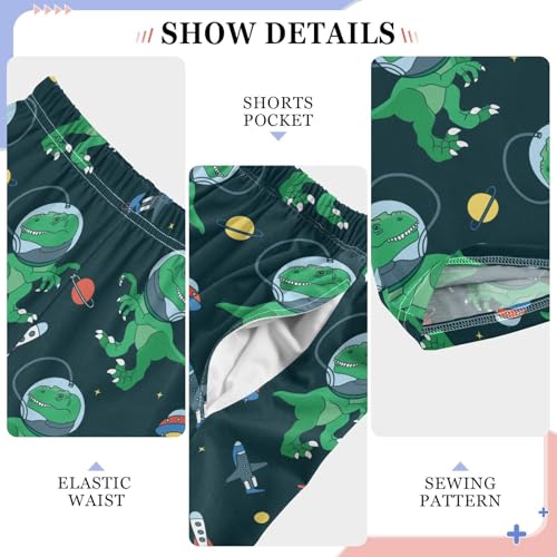 ZZXXB Space Planet Dinosaur Rocket Boys Long Pants Soft Trousers Elastic Waist Kids Lounge Bottoms with Pockets S-XL4