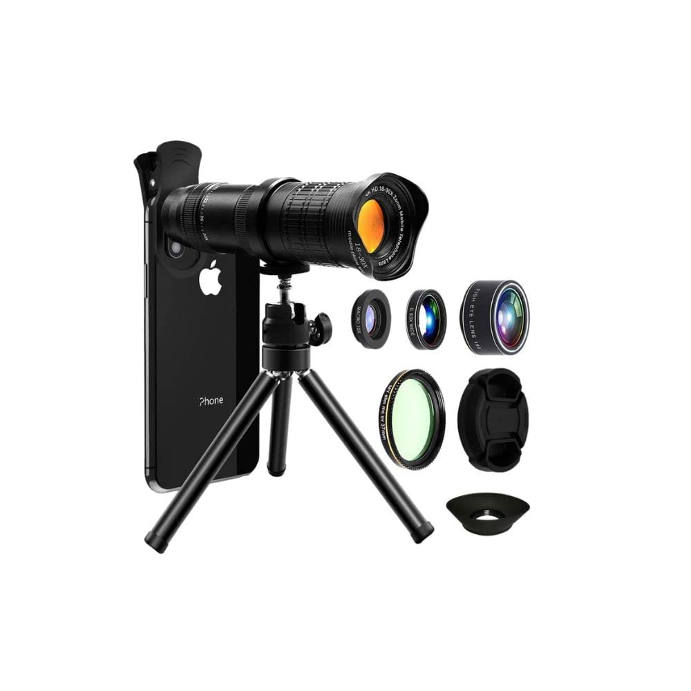 Universal 4K HD 30X Zoom Mobile Phone Monocular Telescope Lens Astronomical Zoom Lens extendable Tripod for All Smartphones(with 1 Year Replacement Warranty)