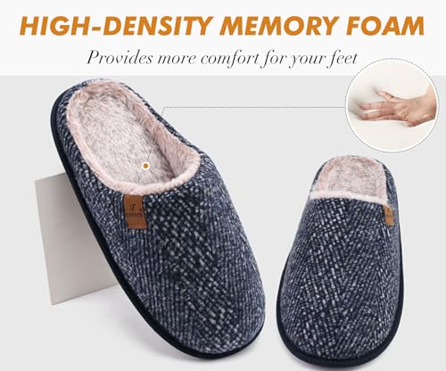 Image of COFACE Mens Cozy Memory Foam Scuff Slippers Casual Slip On Warm House Shoes Indoor /Outdoor Sandal Slippers With Arch Support Rubber Sole Size 7-15