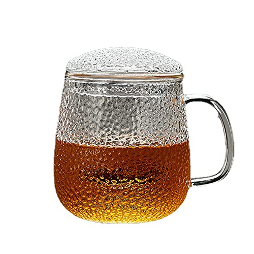Set de 2 vasos de vidrio martillado con tapa 14 oz