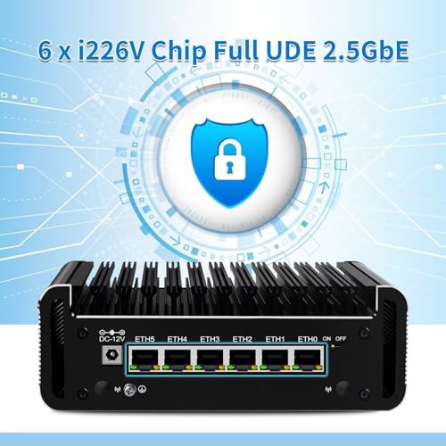 Image of N100 Mini PC Firewall Support Pfsense OPNsense, Fanless Micro Computer DDR5 8GB RAM 128GB NVMe SSD N100 12th Gen Router PC, 6 x 2.5GbE I226V LAN, 4K, AES-NI, TF, Type-C