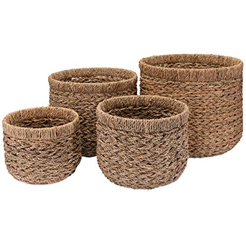 Decorasian Korb Aufbewahrung rund geflochten nachhaltig aus Seegras - 4er...