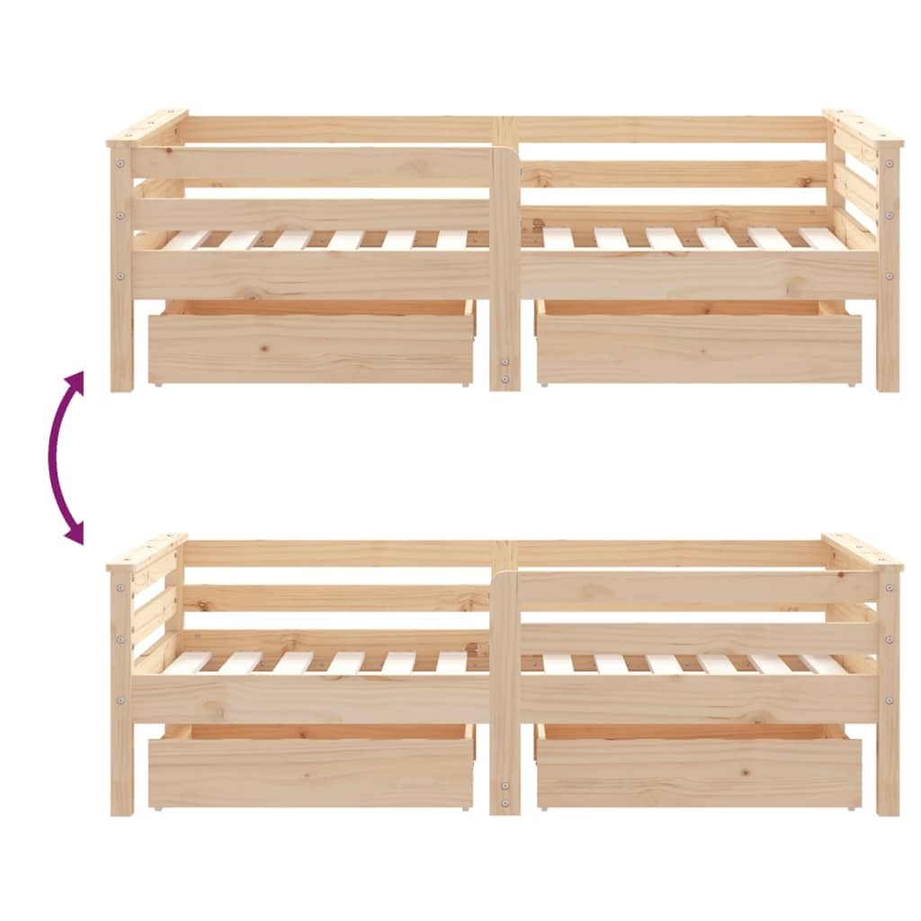 vidaXL Estructura de Cama para Niños con Cajones, Somier con Almacenaje, Cama Infantil, Mueble para Dormitorio, Madera de Pino 70x140 cm