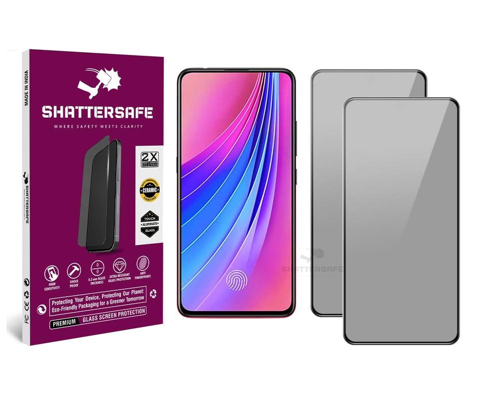Image of Anti-Spy Privacy Tempered Glass Compatible For Vivo V15 Pro [Pack of 2]. 9H Hardness, Anti-Scratch, Edge-to-Edge Protection With Easy Installation Kit & Case Friendly Fit.