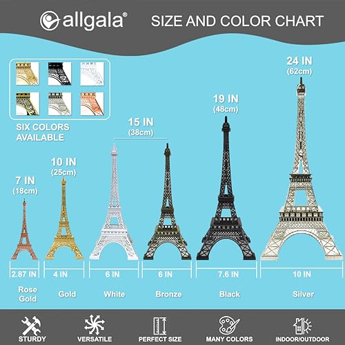 Estatua Torre Eiffel 15" Metal Aleación Bronce miniatura 4