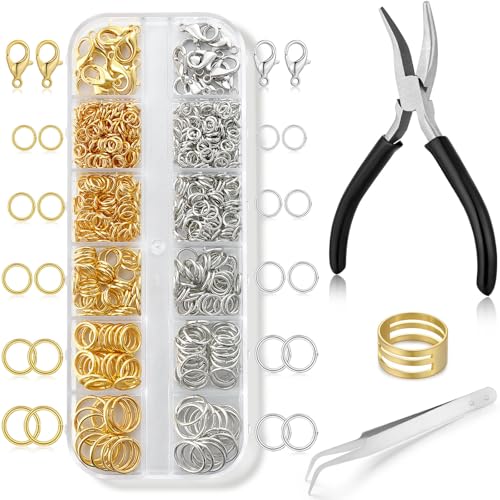 Hazifes Jump Rings for Jewelry Making Supplies and Necklace Repair with Jump Ring Pliers and Open...