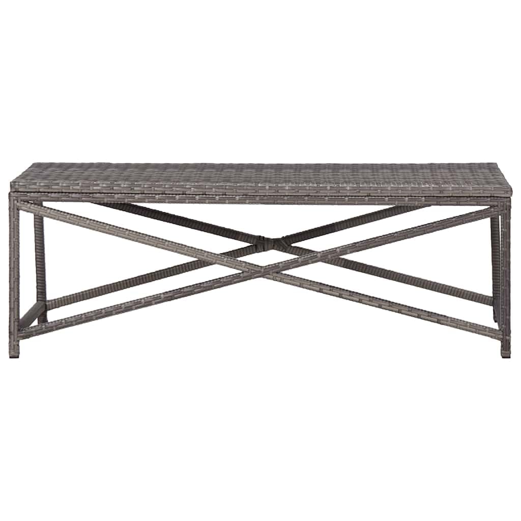 Banco de jardín 120 cm resina trenzada, color gris | Marco de acero recubierto de polvo, resistente al agua, fácil de montar, para terraza y piscina