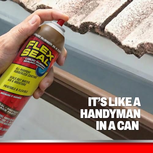 Image of Flex Seal, 14 oz, Brown, Stop Leaks Instantly, Waterproof Rubber Spray On Sealant Coating, Perfect for Gutters, Wood, RV, Campers, Roof Repair, Skylights, Windows, and More