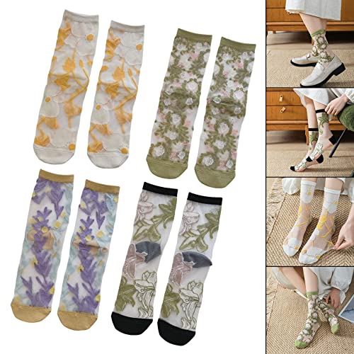 Tachiuwa de femininas, elásticas femininas florais stretch nylon respirável cristal para vestidos fe