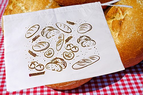 Foto von Fackelmann Brotbeutel, Brotsack zum Frischhalten, Brottasche für den Einkauf beim Bäcker (Farbe: Weiß/Braun), Menge: 1 Stück, 43 x 34 x 0,3 cm