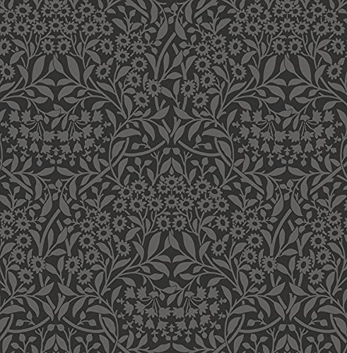 NuWallpaper NUS4039 Charcoal Darcy Peel & Stick Wallpaper, Black