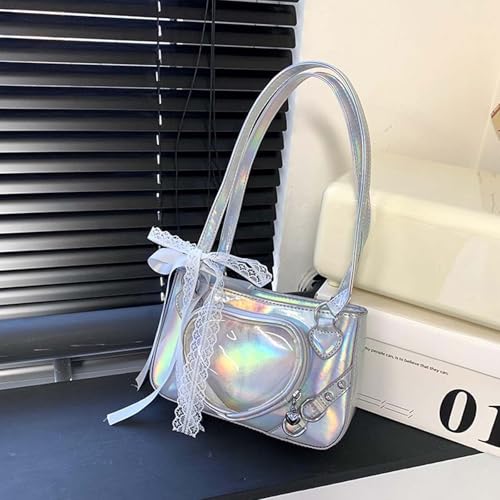 PU Itabag Pin Display Shoulder Bag Women Elegant Japanese Trendy Cute Heart Bag Y2k2