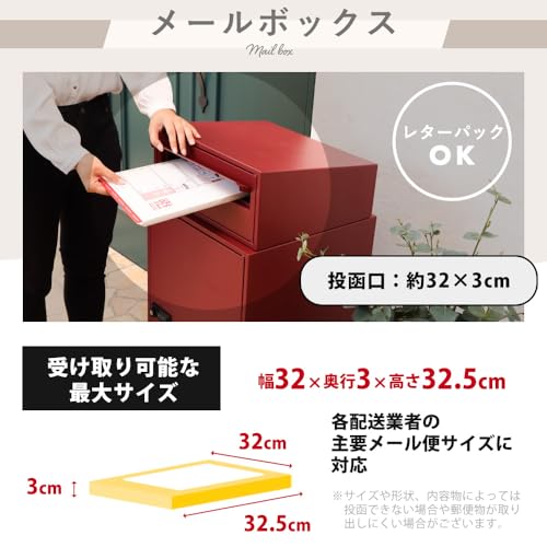 ヤマソロ 宅配ボックス 戸建 ポスト スタンド 鍵付き 郵便ポスト 置き型ポスト メールボックス 新聞受け 郵便受け スクイン (旧ブルーグリーン) 4枚目