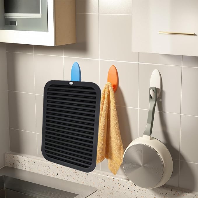 Siliconen onderzetter, hittebestendige mat, 30 x 23 cm, siliconen onderzetter, hittebestendig tot 230 °C, voor keuken, woonkamer, badkamer ( zwart