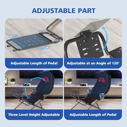 Image of Foam Racing Wheel Stand Sim Racing Cockpit with Racing Chair Seat Foldable Adjustable Sim Racing Cockpit for Logitech G29 G920 G923 G27 G25 T248X T248 T300RS T150 458 TX Xbox PS4 PS5