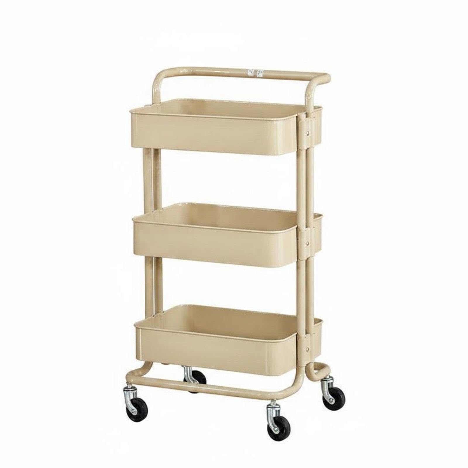CALANDIS Hairdressing Tool Cart Movable Rolling Utility Trolley Multi-Functional 3 Tier Rolling Cart for Hair Stylists, Beauticians, Beauty Salon, Spa, Kitchen Beige-image-43