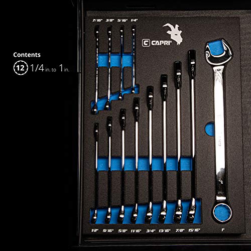 Image of Capri Tools Combination Wrench Set with The Mechanic's Tray, SAE 1 /4 to 1-inch, 13-Piece