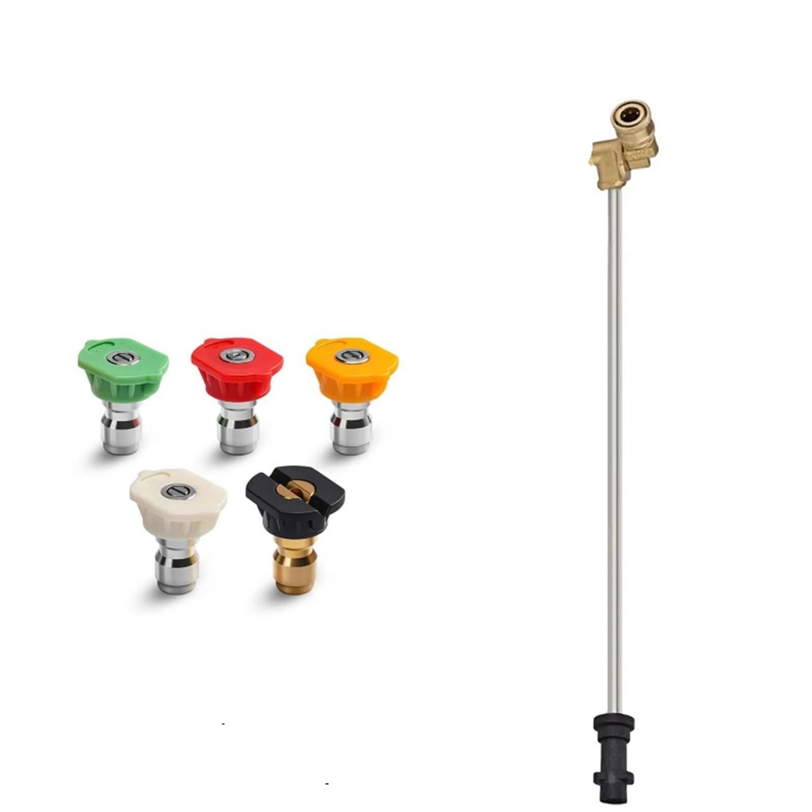 Varilla de extensión Lavado a Alta presión for K2/K3/K4/K5/K7: acoplador Giratorio 180° y boquillas Incluidas Adecuado para Jardines y azoteas(43.5cm++Five-Color nozzles)
