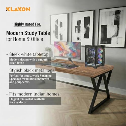 Image of Klaxon Modern Computer Table for Home PC - Multipurpose Office Desk for Home & Work | Gaming Table, Computer Table, Desktop Table for Home Office (Riva Forest Dark Medium)