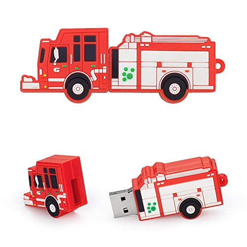 Image of 32GB USB Flash Drive Cute Fire Engine Shaped Memory Stick Novelty Thumb Drives USB Data Storage