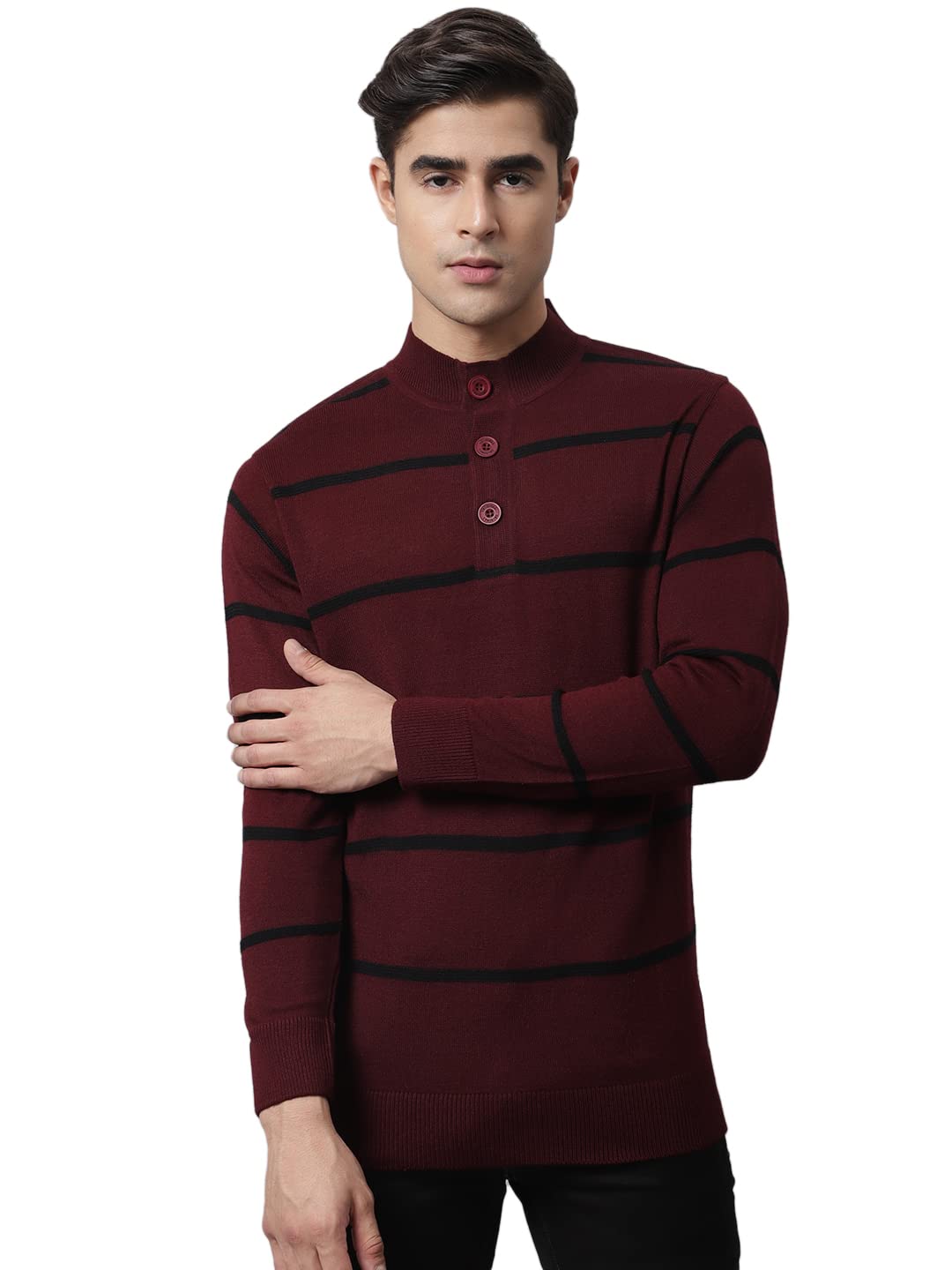 cantabil Winter Wear Striped Full Sleeve Round Neck Sweater for Men l Winter Wear Sweater for Men l Sweater for Men (P_MSWL00023_Maroon)-picture-41