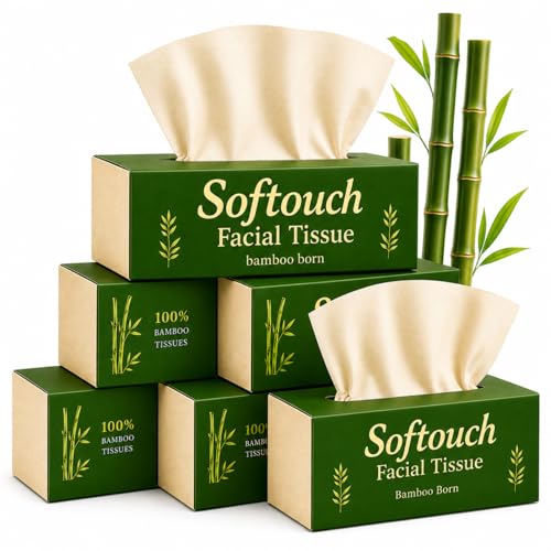 Image of Softouch 2 Ply Face Tissue 100 Pulls Each Box (200 Sheets) Pack Of 6-600 Pulls (1200 Sheets)