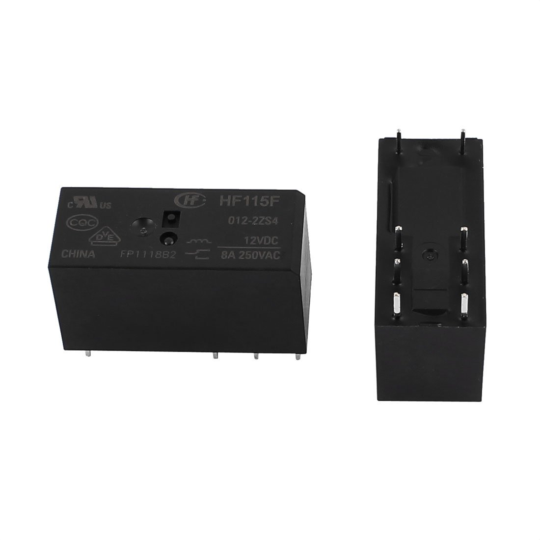 Aexit 5 Pcs Relays 12VDC 250VAC 8A 8 Terminal DPDT Dual Conversion HF-115F-012-2ZS4 Accessory Power Power Relay