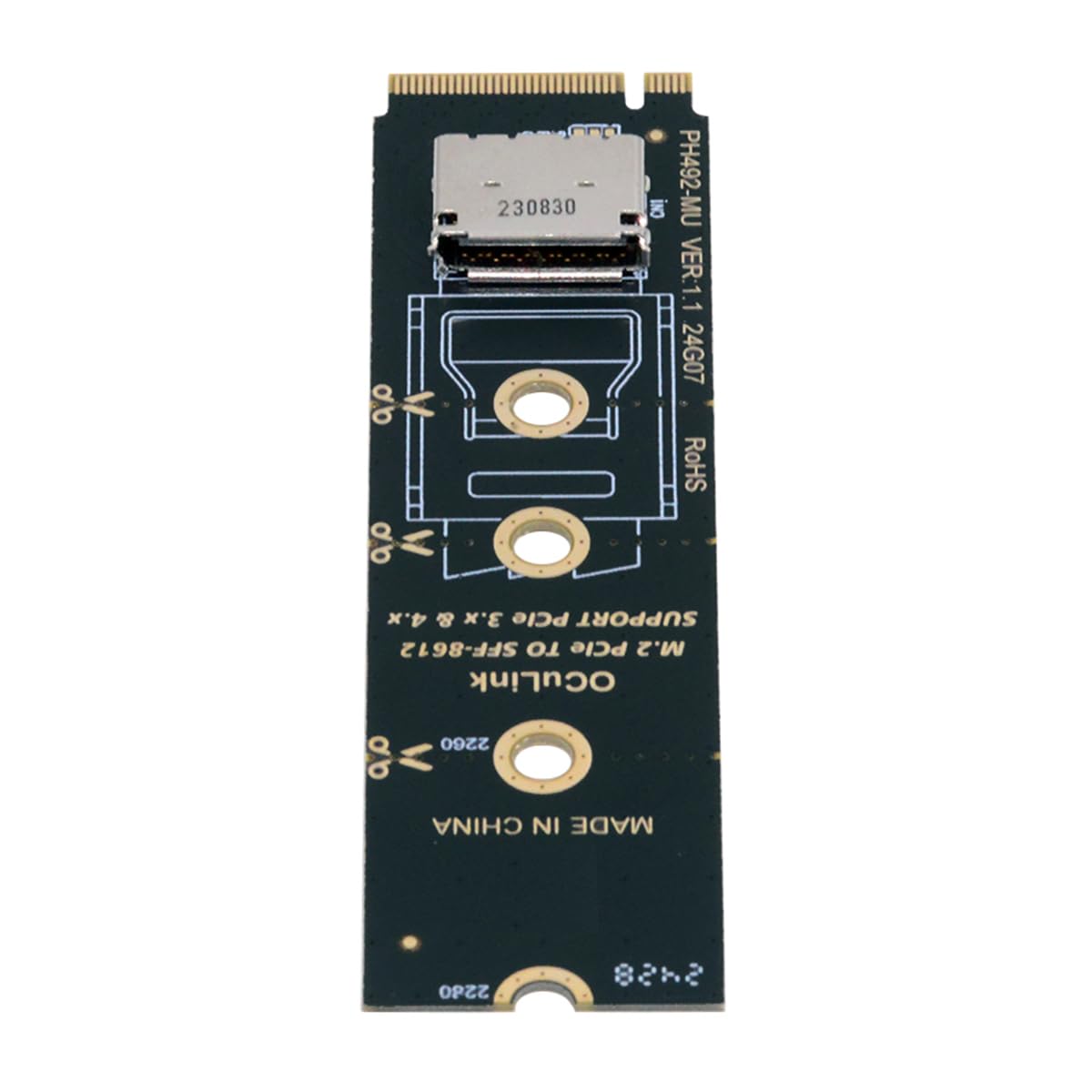 2280 PCI-E4.0 M.2 M-Key Male to Oculink SFF-8612 SFF-8611 Host Horizontal Adapter for NVME U.2 SSD eGPU External Graphics Card Dock