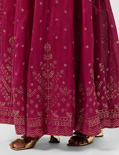 Image of BIBA Women Polyester Maxi Metallic Design Flared Skirt