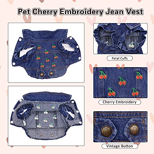 Sild Pet Clothes Dog Jeans Jacket Cool Blue Denim Coat Small Medium Dogs Lapel Vests Classic Puppy Hoodies (Xs, Cherry) #TOP1