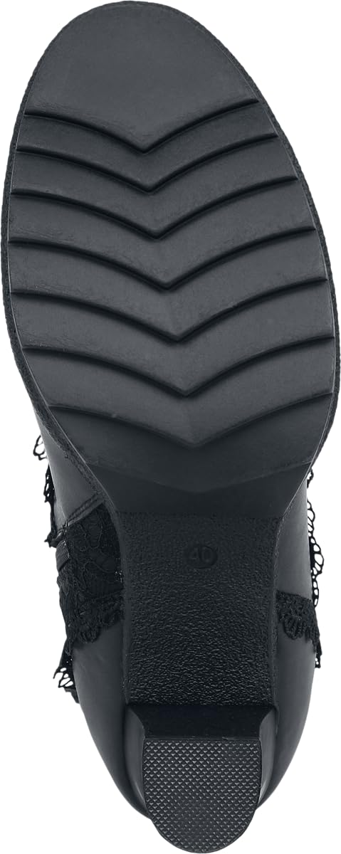 Gothicana by EMP Damen Schwarze High Heels mit Zierschleife, Reißverschluss und Schnürung